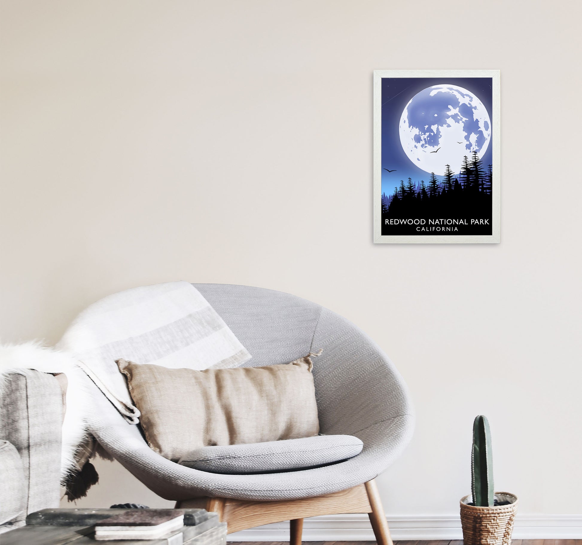 Redwood National Park California Travel Art Print by Richard O'Neill A3 Oak Frame