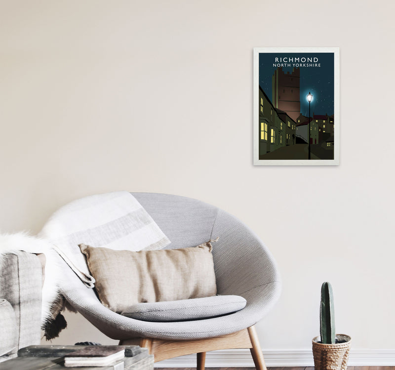 Richmond North Yorkshire Travel Art Print by Richard O'Neill A3 Oak Frame