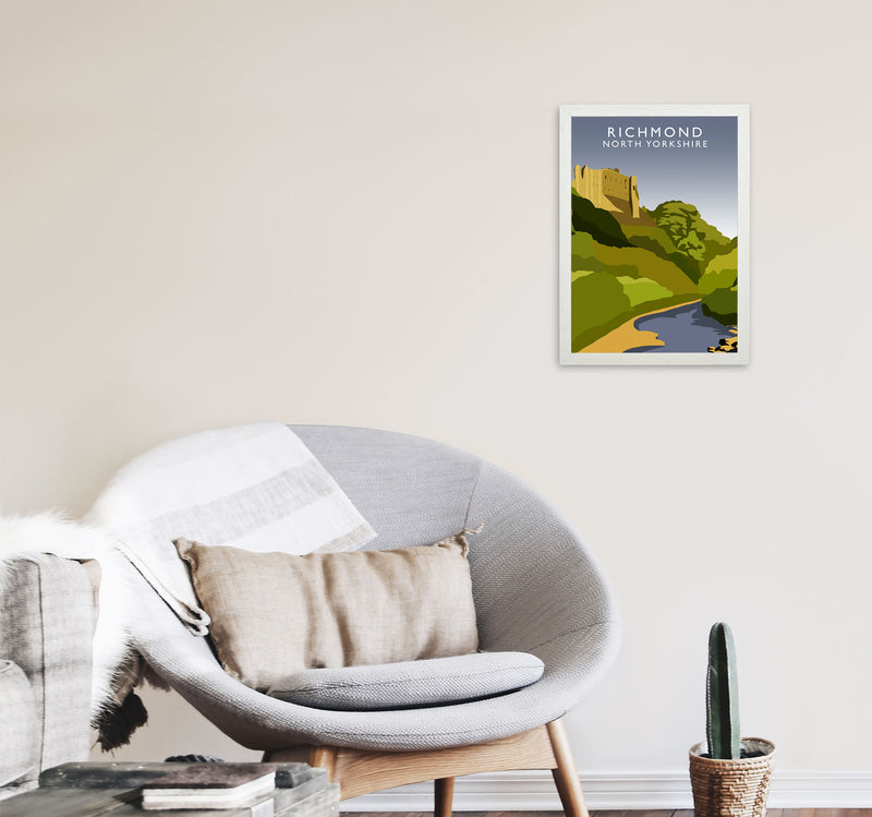 Richmond North Yorkshire Travel Art Print by Richard O'Neill A3 Oak Frame