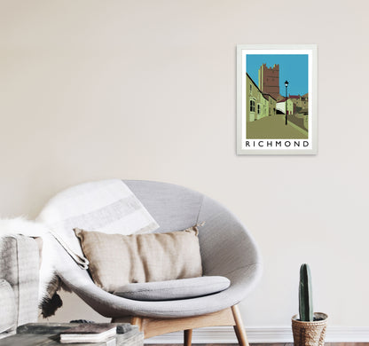 Richmond Travel Art Print by Richard O'Neill, Framed Wall Art A3 Oak Frame