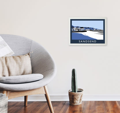 Sandsend Travel Art Print by Richard O'Neill, Framed Wall Art A3 Oak Frame