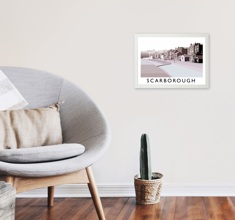 Scarborough Travel Art Print by Richard O'Neill, Framed Wall Art A3 Oak Frame