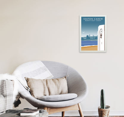 Seaton Carew North East Coast Travel Art Print by Richard O'Neill A3 Oak Frame