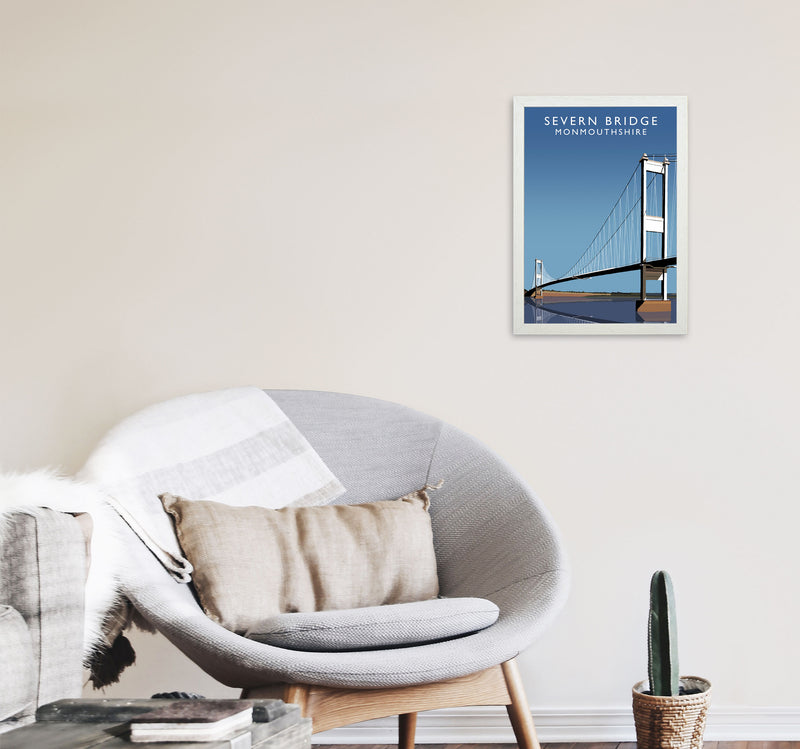 Severn Bridge Monmouthshire Art Print by Richard O'Neill, Framed Wall Art A3 Oak Frame