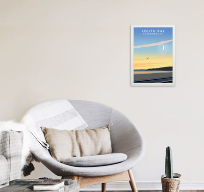 South Bay Scarborough Art Print by Richard O'Neill, Framed Wall Art A3 Oak Frame