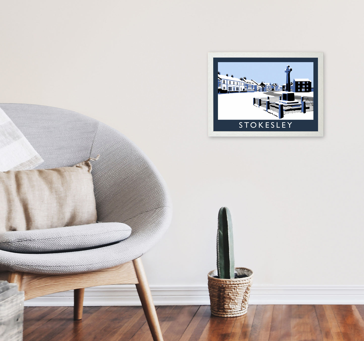 Stokesley Travel Art Print by Richard O'Neill, Framed Wall Art A3 Oak Frame