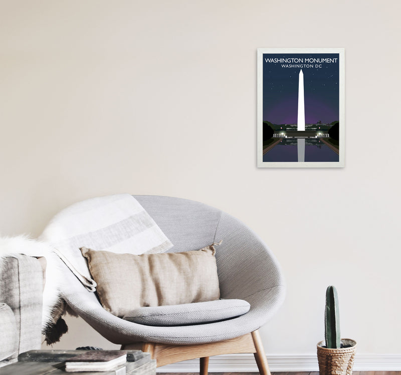 Washington Monument Washington DC Travel Art Print by Richard O'Neill A3 Oak Frame