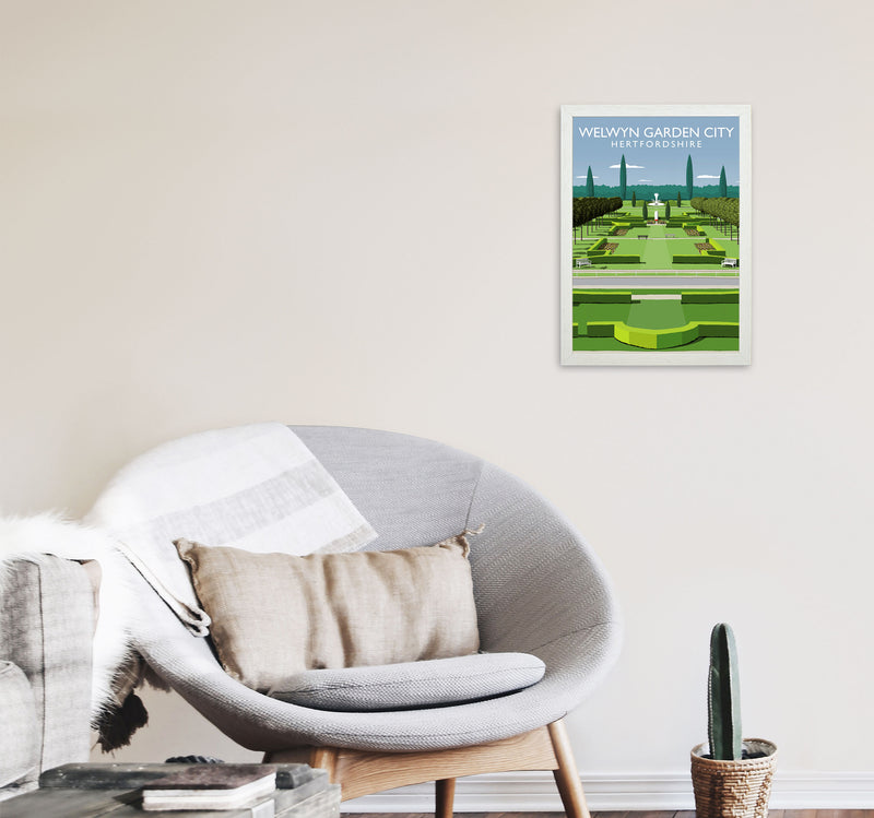 Welwyn Garden City Hertfordshire Travel Art Print by Richard O'Neill A3 Oak Frame