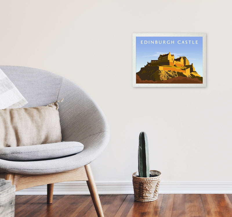 Edinburgh Castle Art Print by Richard O'Neill A3 Oak Frame
