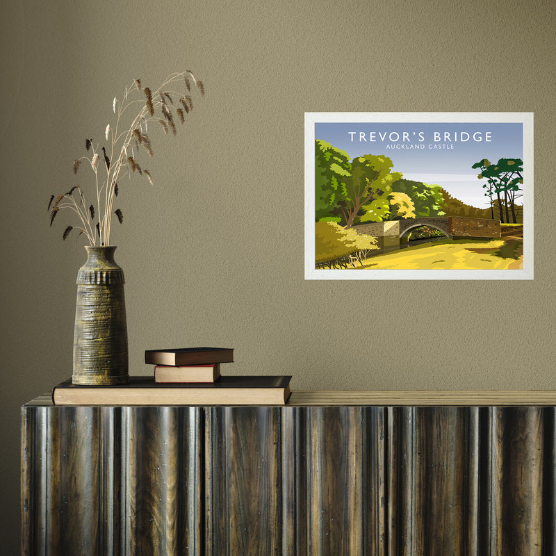 Trevor's Bridge by Richard O'Neill A3 White Frame