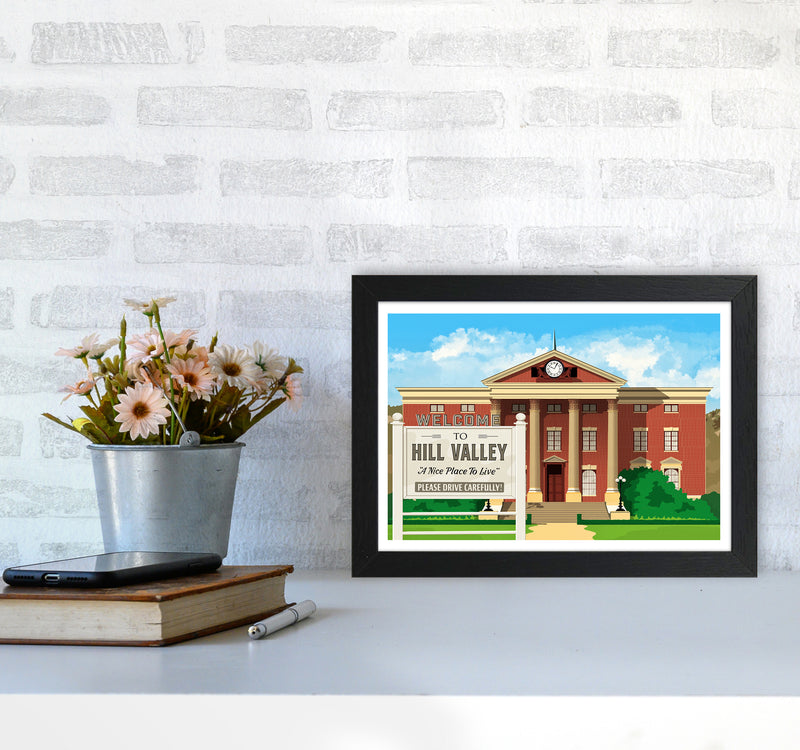 Hill Valley 1955 Revised Art Print by Richard O'Neill A4 White Frame