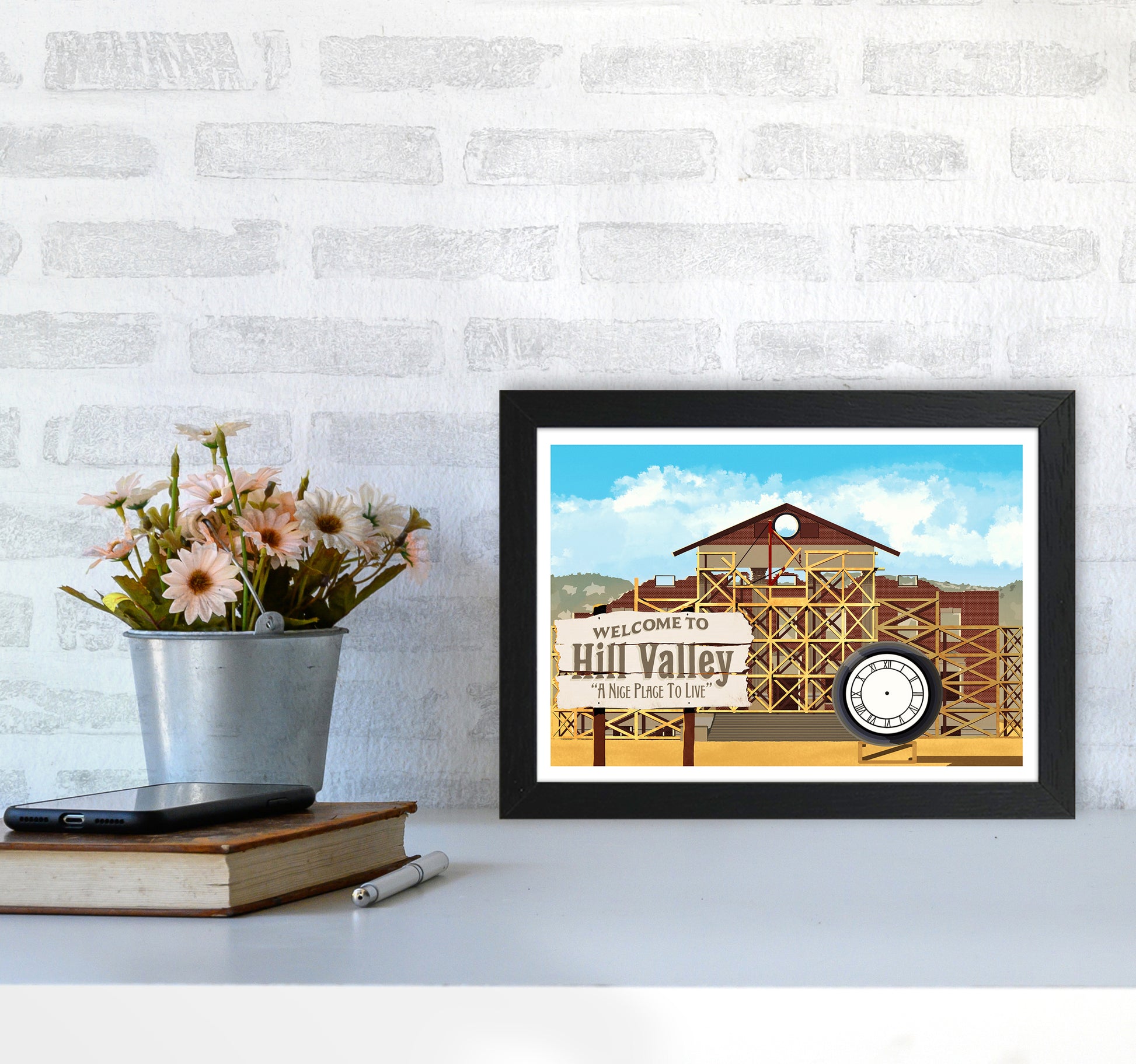 Hill Valley 1885 Art Print by Richard O'Neill A4 White Frame