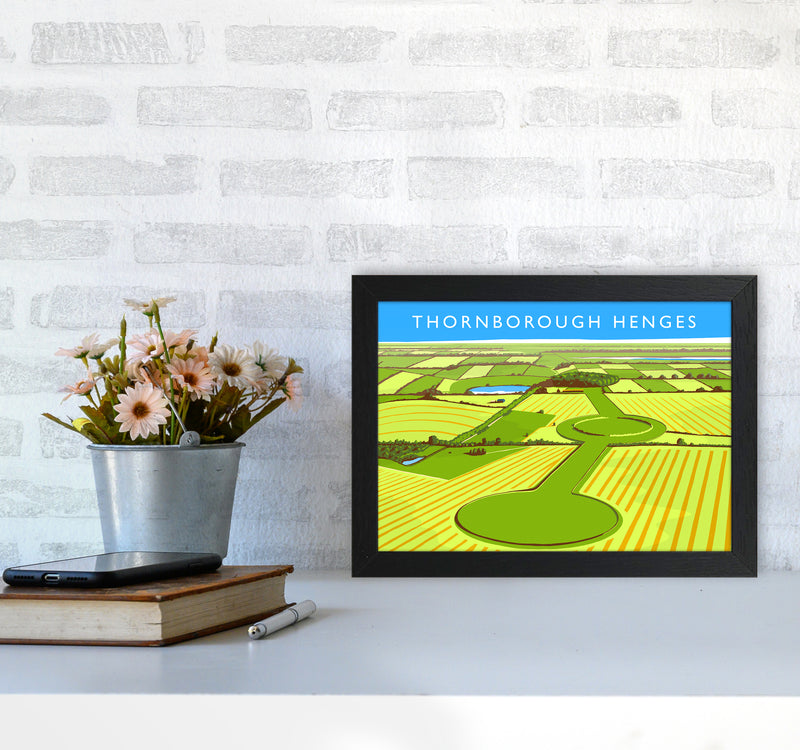 Thornborough Henges Travel Art Print by Richard O'Neill A4 White Frame