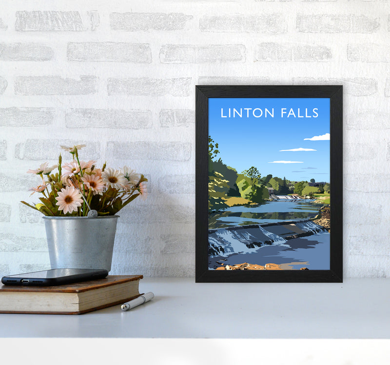Linton Falls portrait Travel Art Print by Richard O'Neill A4 White Frame