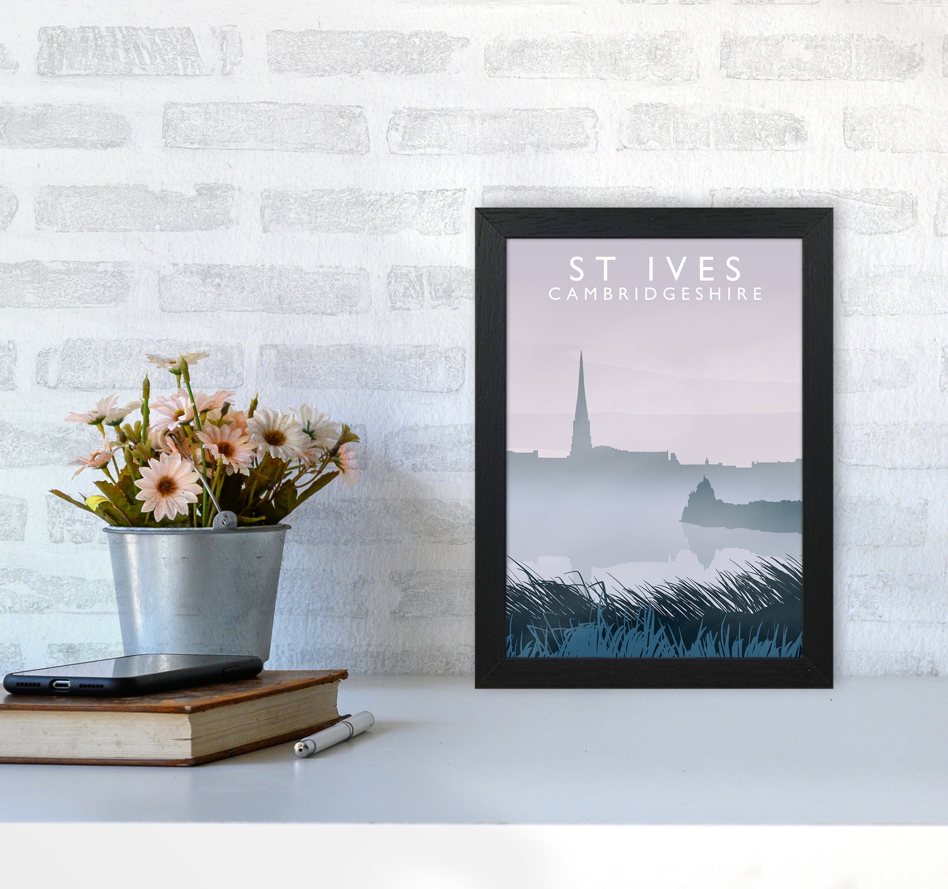St Ives, Cambridgeshire Travel Art Print by Richard O'Neill A4 White Frame