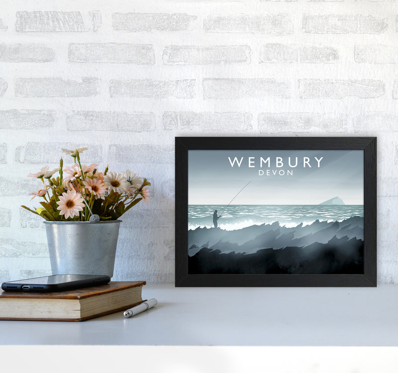 Wembury Travel Art Print by Richard O'Neill A4 White Frame