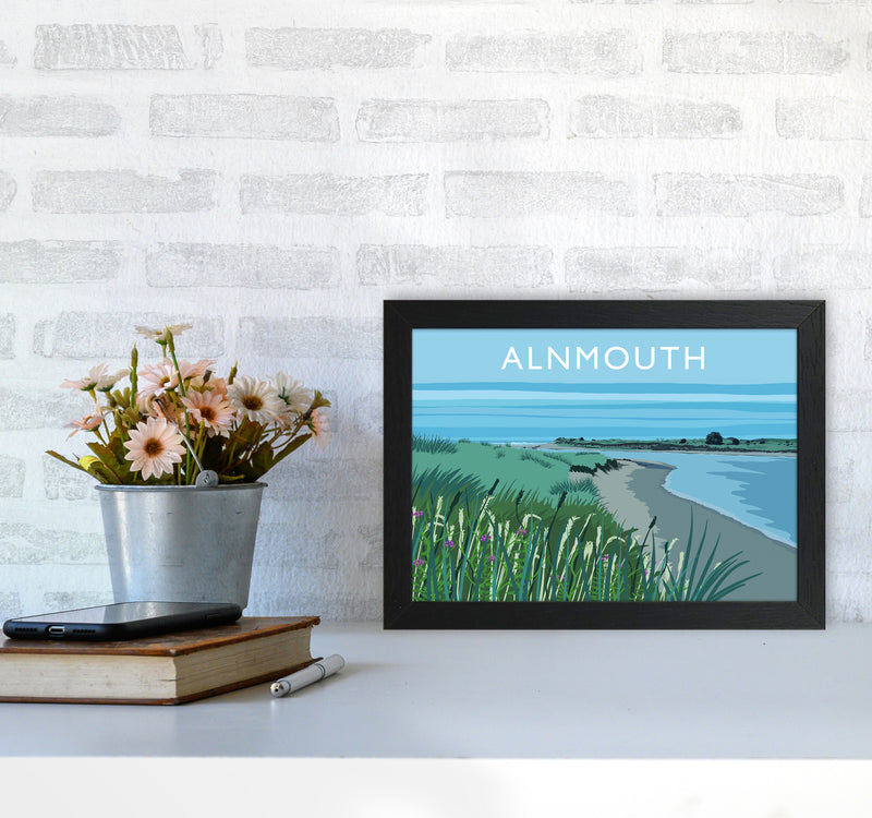 Alnmouth Travel Art Print by Richard O'Neill A4 White Frame