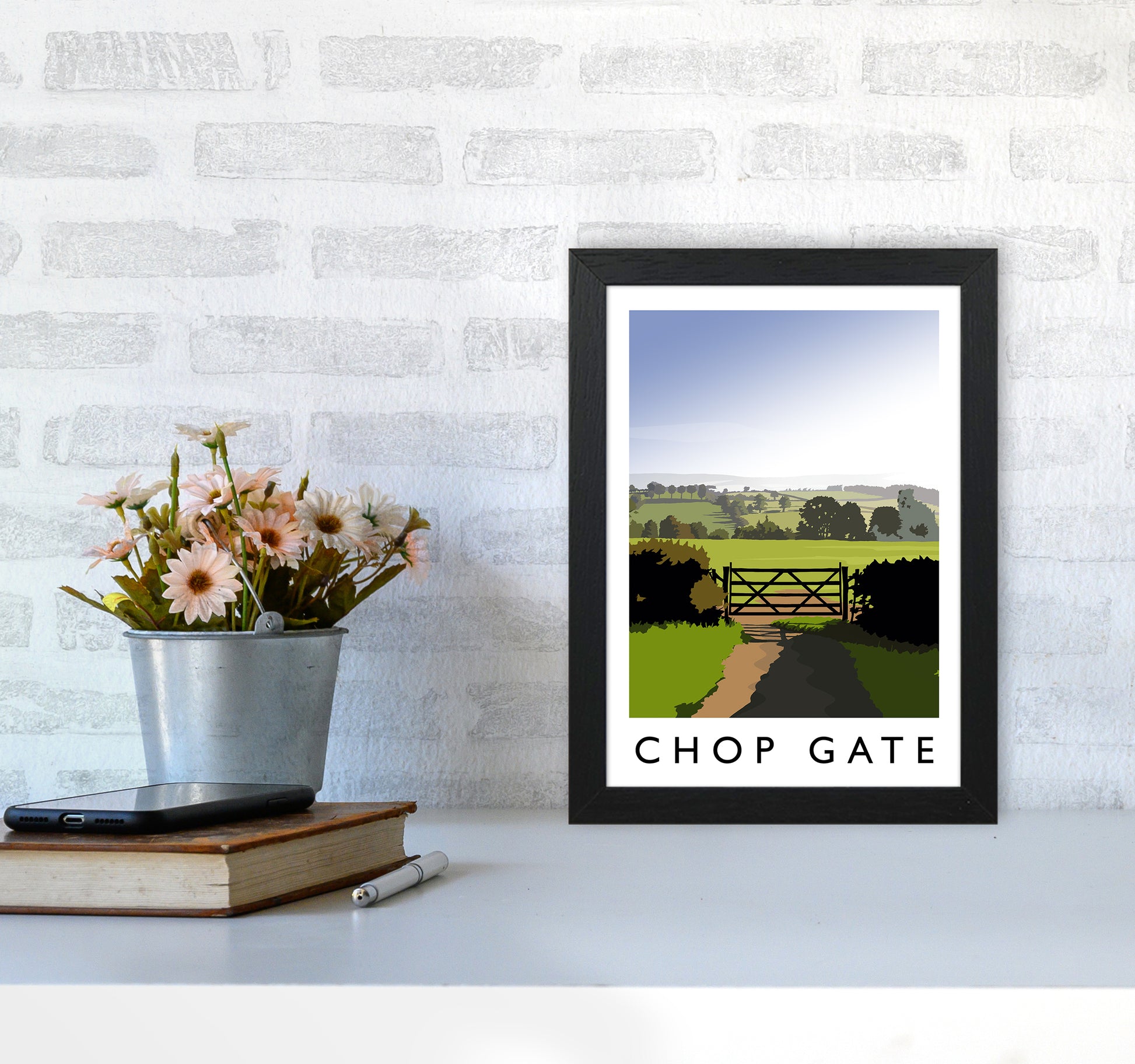 Chop Gate portrait Travel Art Print by Richard O'Neill A4 White Frame