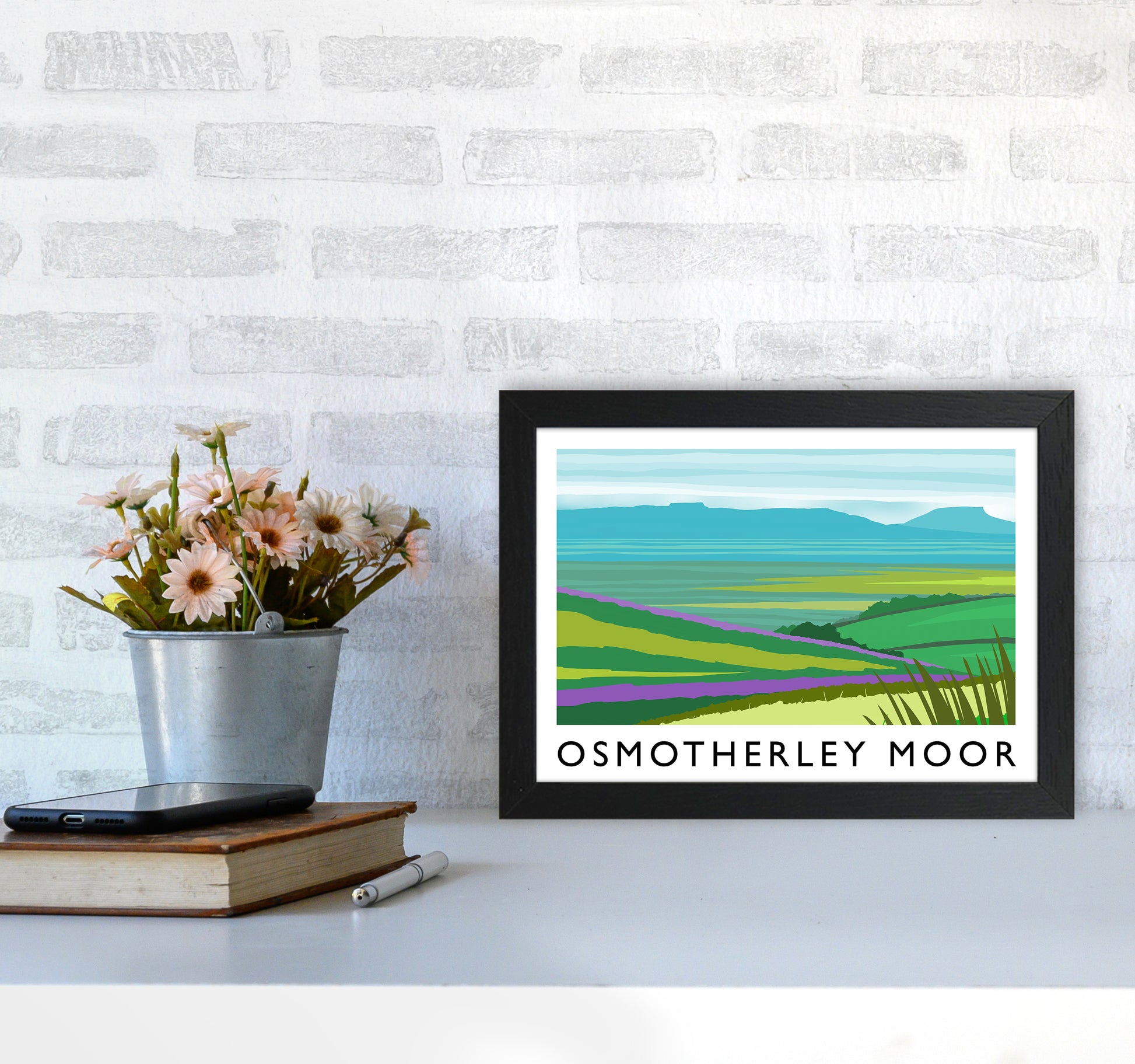 Osmotherley Moor Travel Art Print by Richard O'Neill A4 White Frame