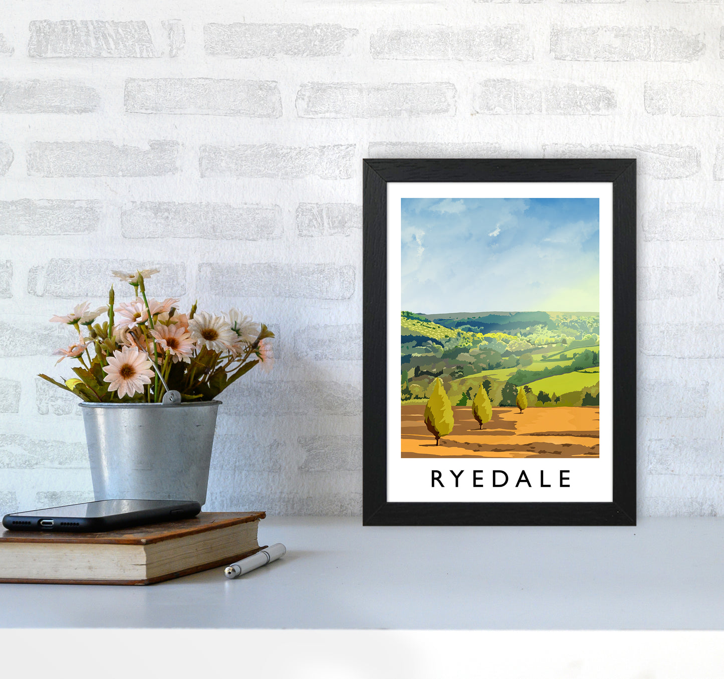 Ryedale portrait Travel Art Print by Richard O'Neill A4 White Frame