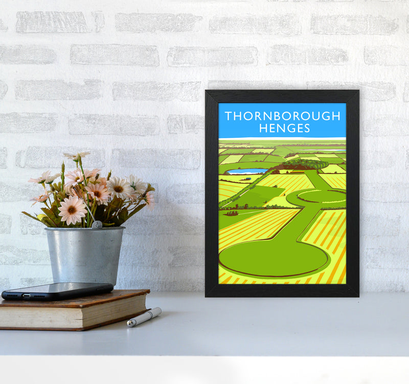 Thornborough Henges portrait Travel Art Print by Richard O'Neill A4 White Frame