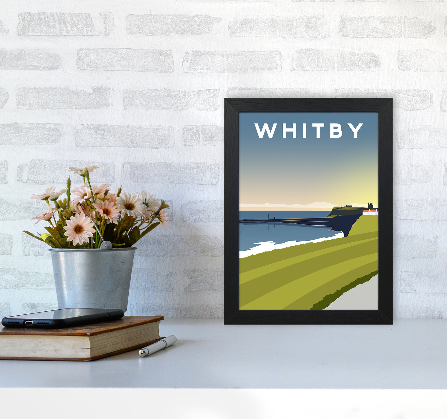 Whitby 5 portrait Travel Art Print by Richard O'Neill A4 White Frame