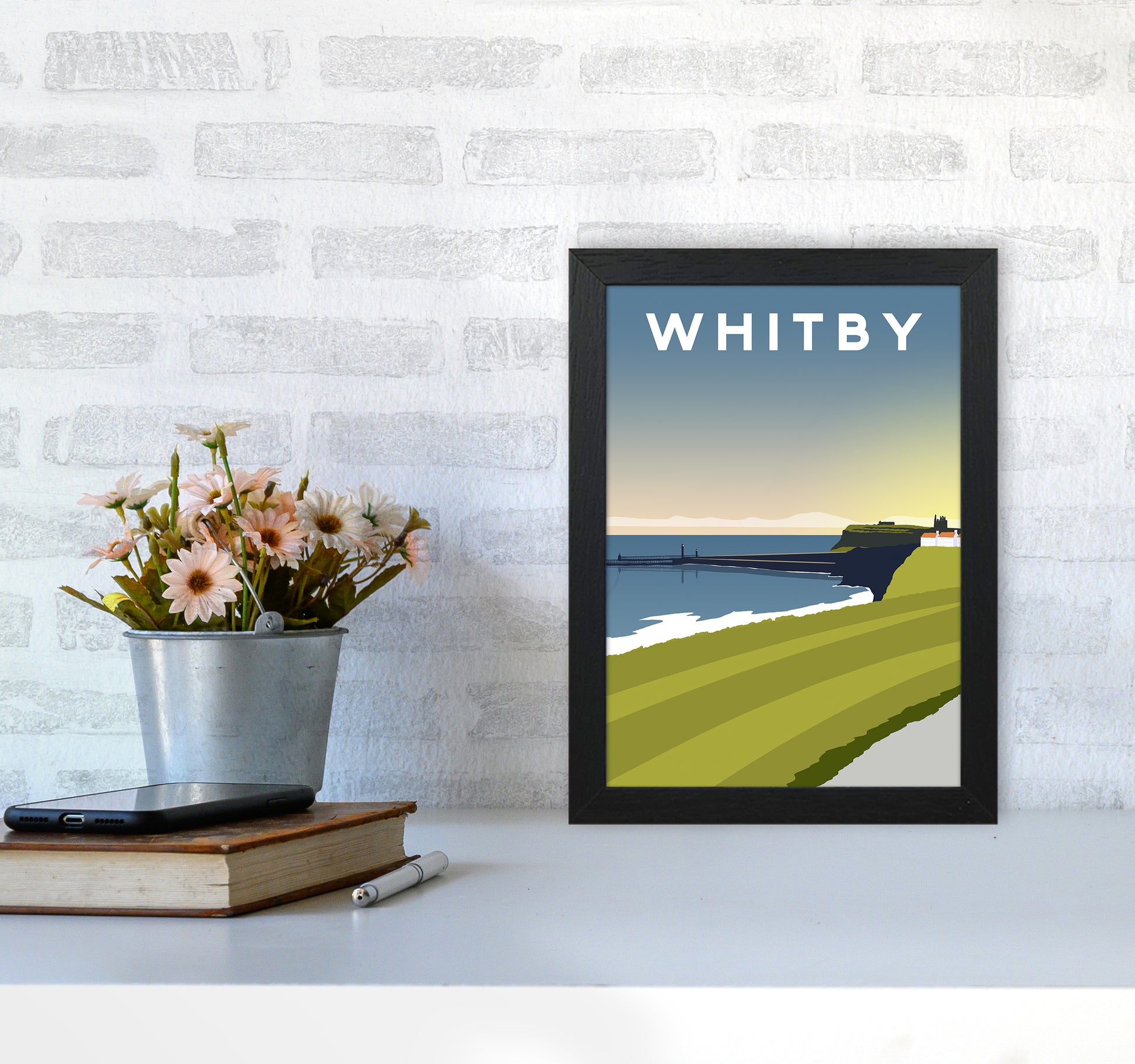 Whitby 5 portrait Travel Art Print by Richard O'Neill A4 White Frame