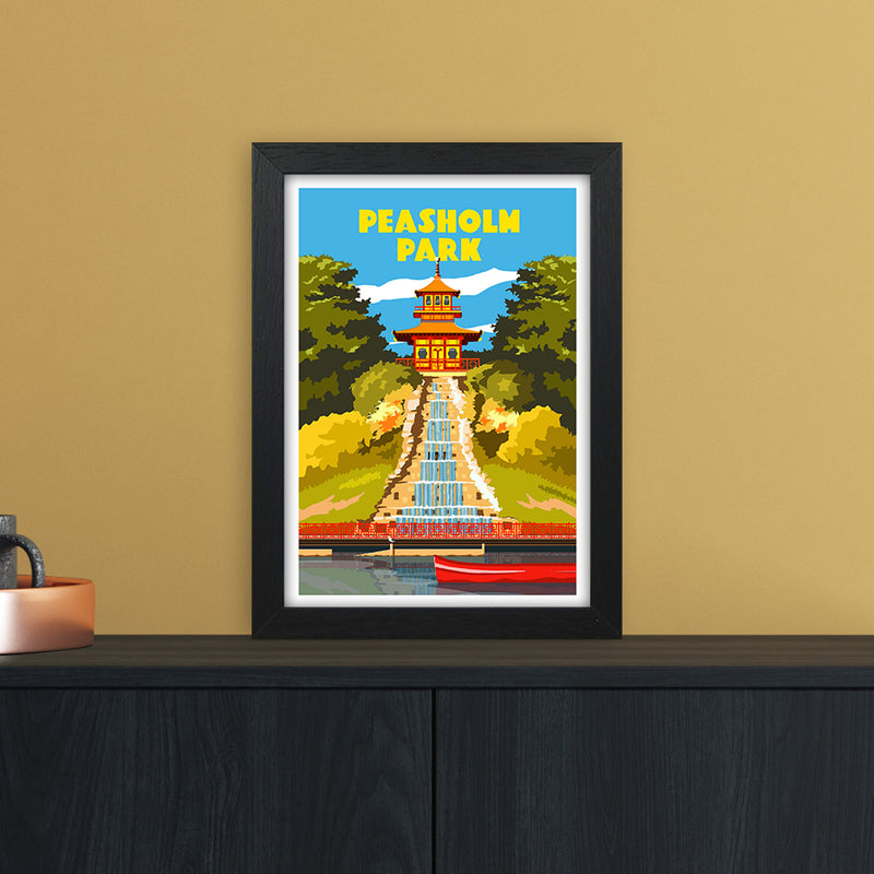 Peasholm Park Travel Art Print by Richard O'Neill A4 White Frame