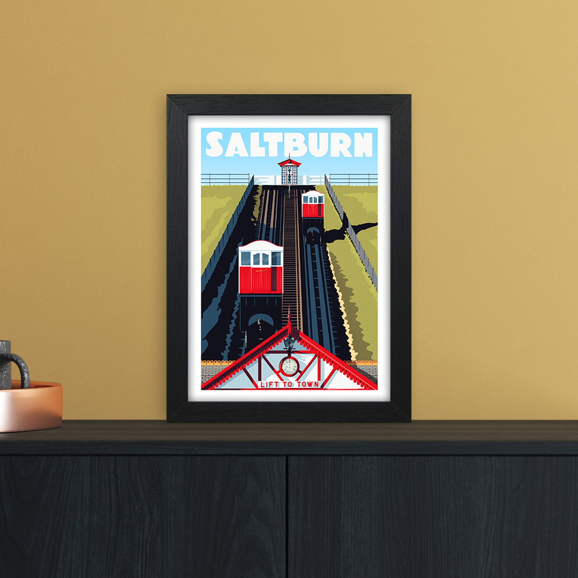 Saltburn 2 Travel Art Print by Richard O'Neill A4 White Frame