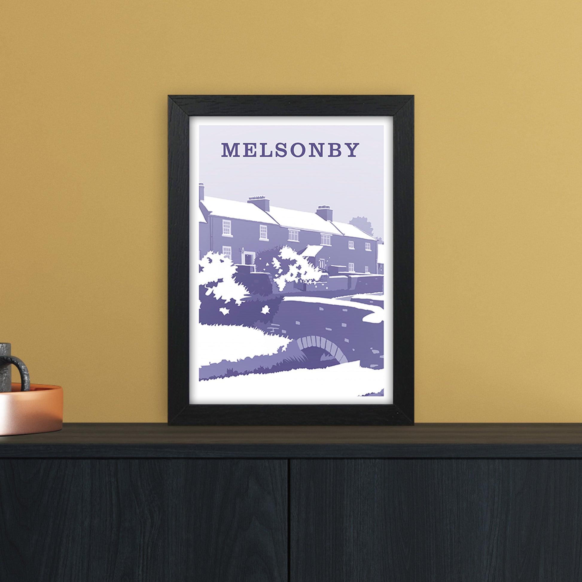 Melsonby (Snow) Portrait Travel Art Print by Richard O'Neill A4 White Frame