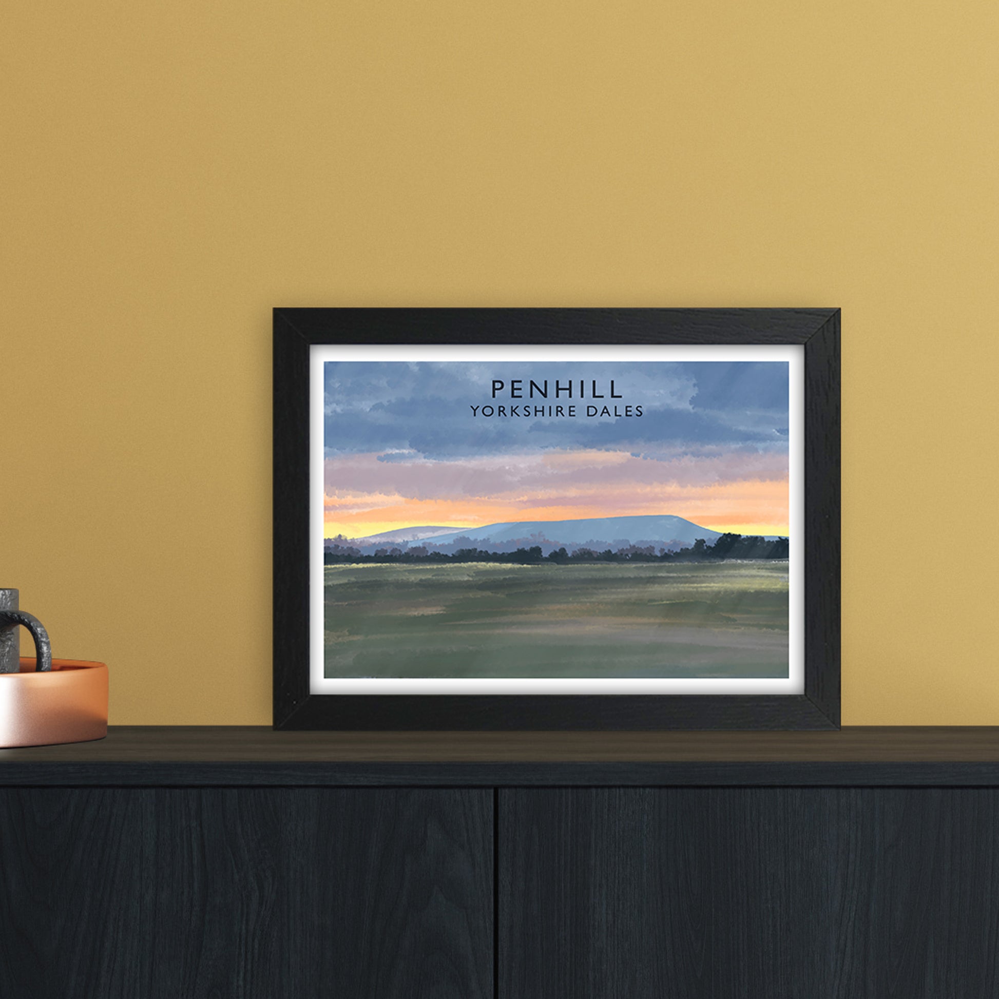 Penhill 3 Travel Art Print by Richard O'Neill A4 White Frame