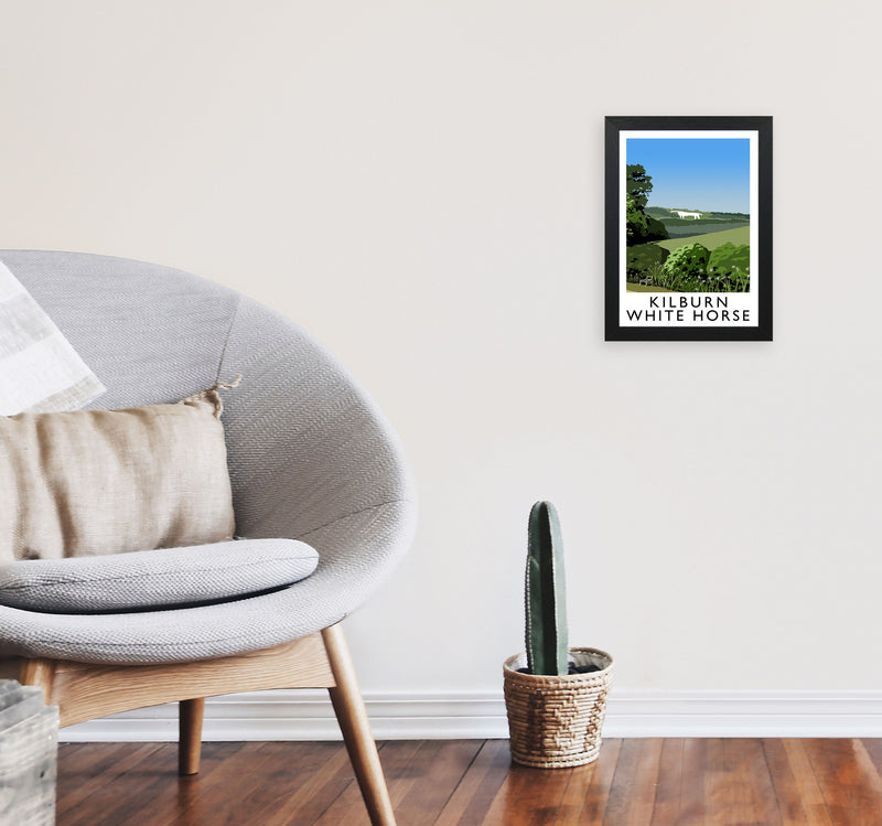 Kilburn White Horse by Richard O'Neill Yorkshire Art Print A4 White Frame