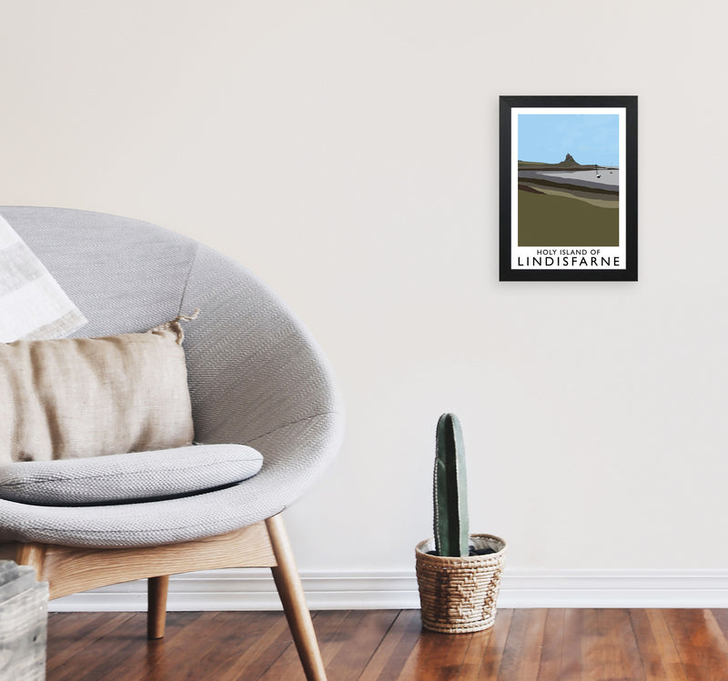 Holy Island of Lindisfarne Framed Digital Art Print by Richard O'Neill A4 White Frame