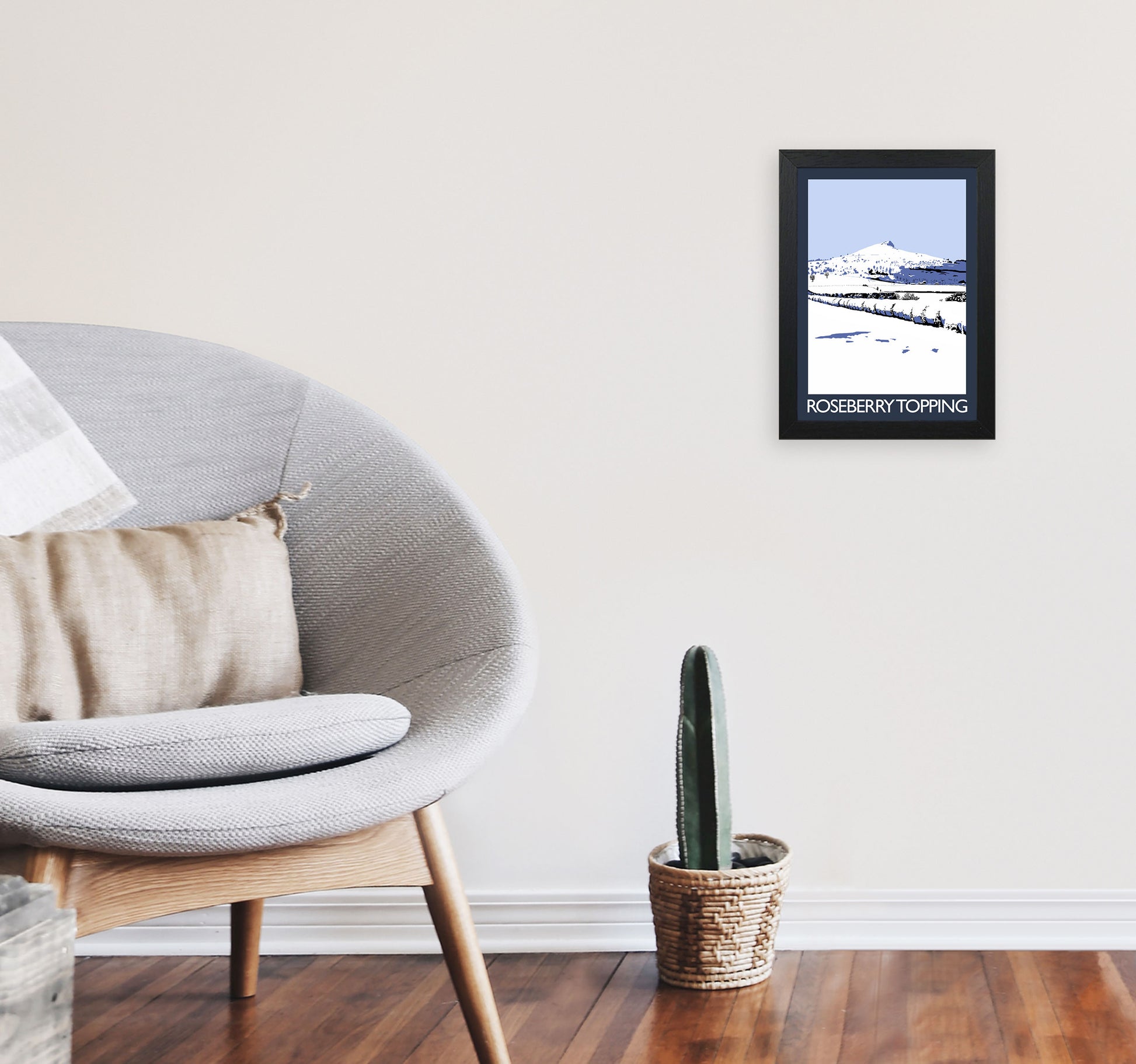 Roseberry Topping Art Print by Richard O'Neill A4 White Frame