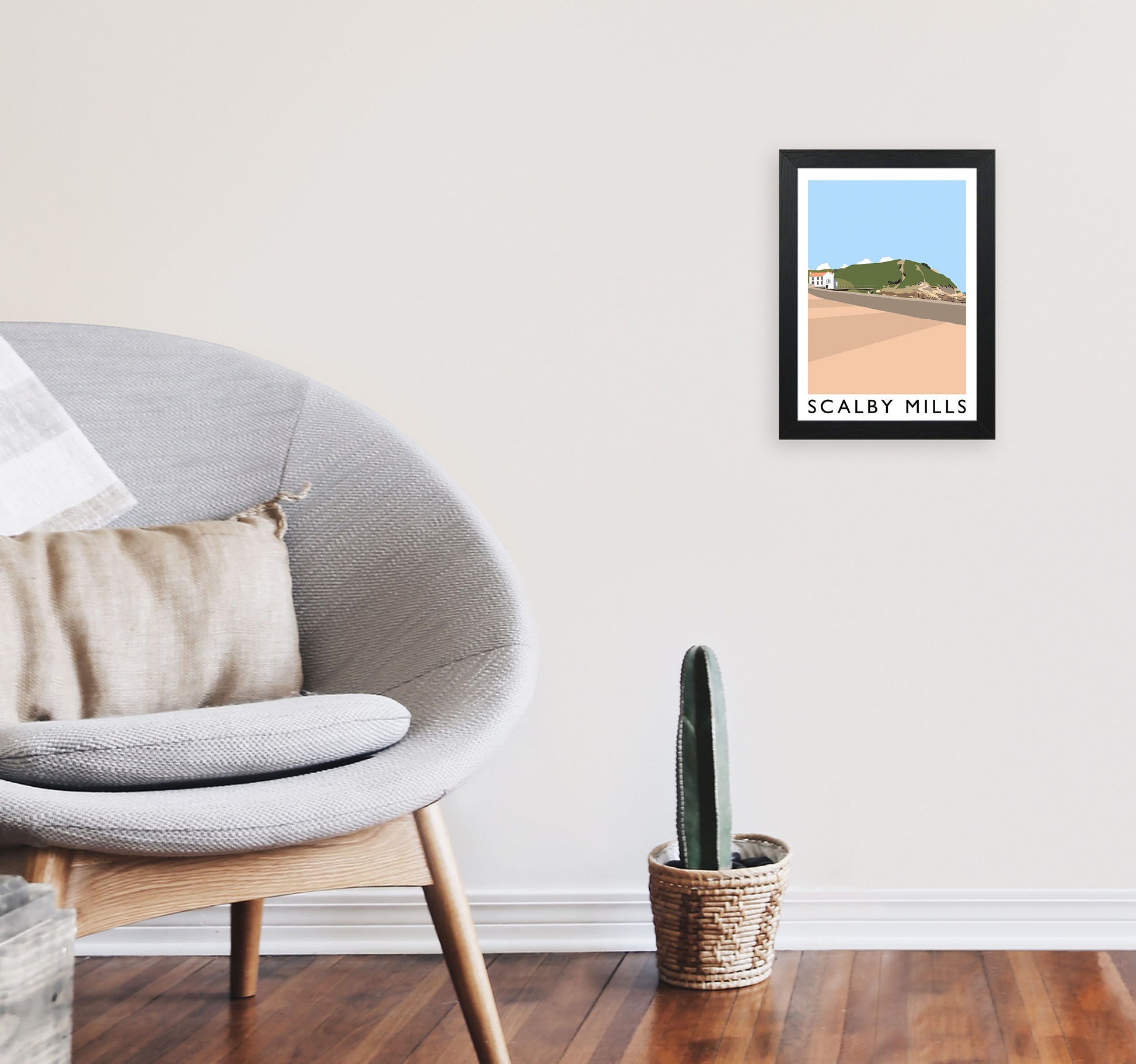 Scalby Mills Art Print by Richard O'Neill A4 White Frame