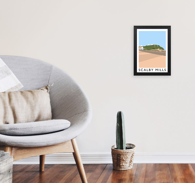 Scalby Mills Art Print by Richard O'Neill A4 White Frame