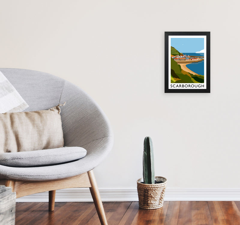 Scarborough Framed Digital Art Print by Richard O'Neill A4 White Frame