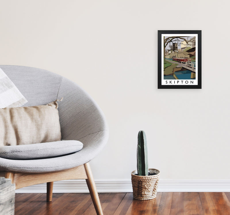 Skipton by Richard O'Neill Yorkshire Art Print, Vintage Travel Poster A4 White Frame