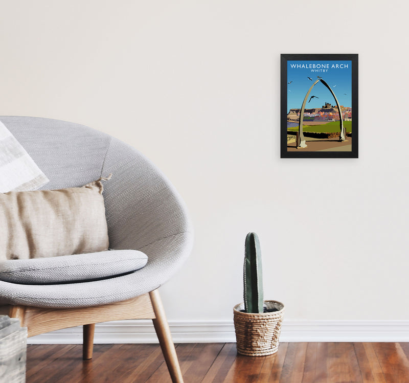Whalebone Arch Whitby Art Print by Richard O'Neill A4 White Frame