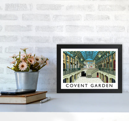 Covent Garden London Vintage Travel Art Poster by Richard O'Neill, Framed Wall Art Print, Cityscape, Landscape Art Gifts A4 White Frame
