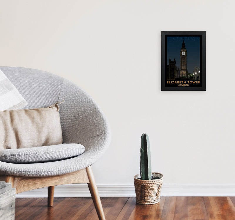 Elizabeth Tower by Richard O'Neill A4 White Frame