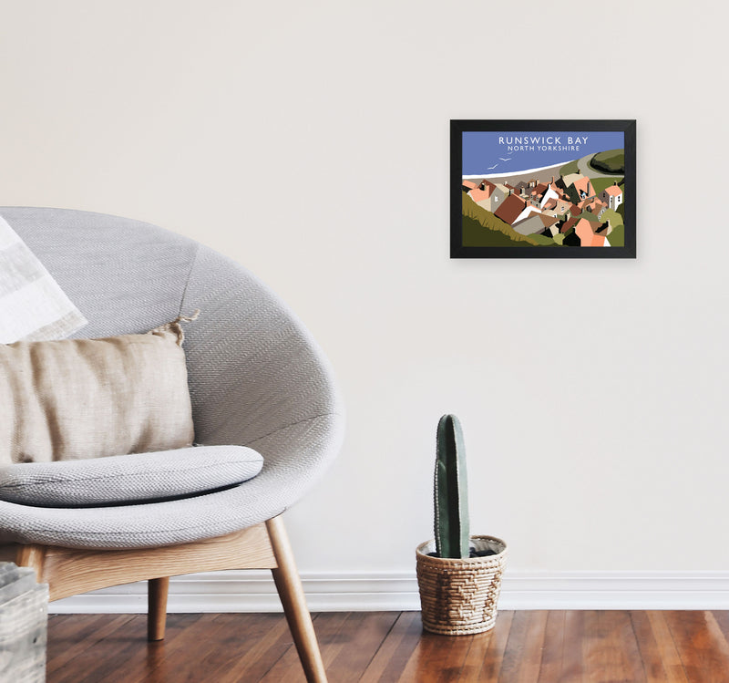 Runswick Bay North Yorkshire Art Print by Richard O'Neill A4 White Frame