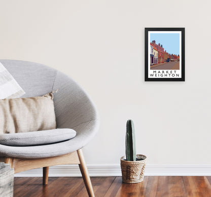 Market Weighton by Richard O'Neill Yorkshire Art Print, Vintage Travel Poster A4 White Frame