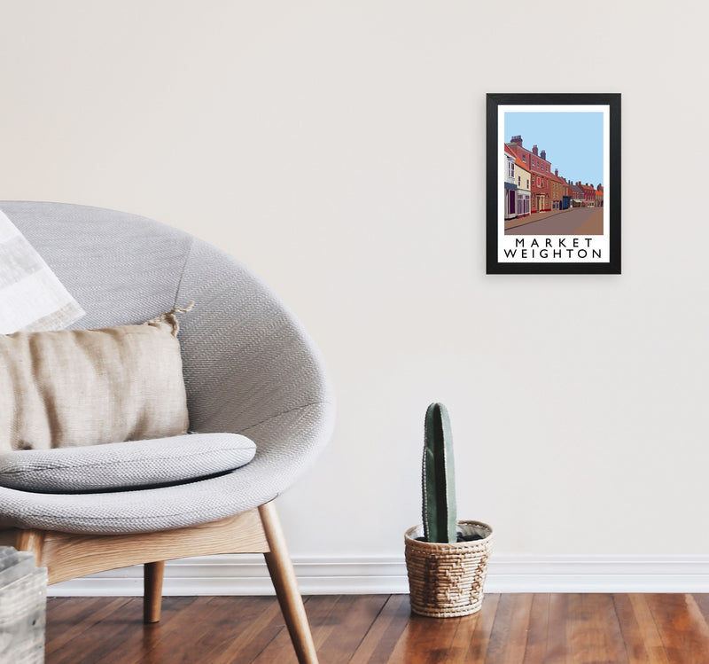 Market Weighton by Richard O'Neill Yorkshire Art Print, Vintage Travel Poster A4 White Frame