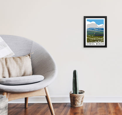 Chesil Beach by Richard O'Neill A4 White Frame