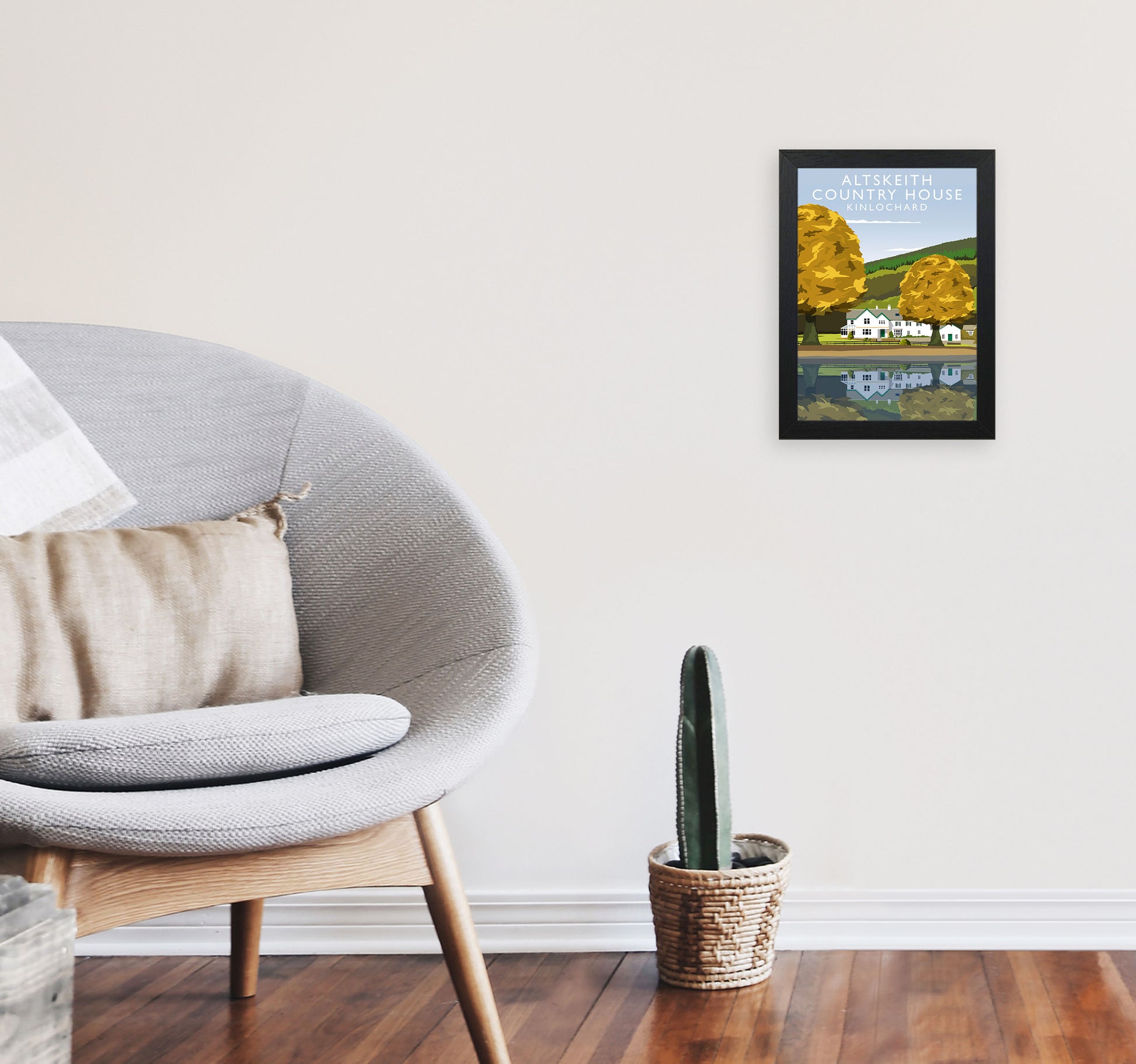 Altskeith Country House (Portrait) by Richard O'Neill A4 White Frame