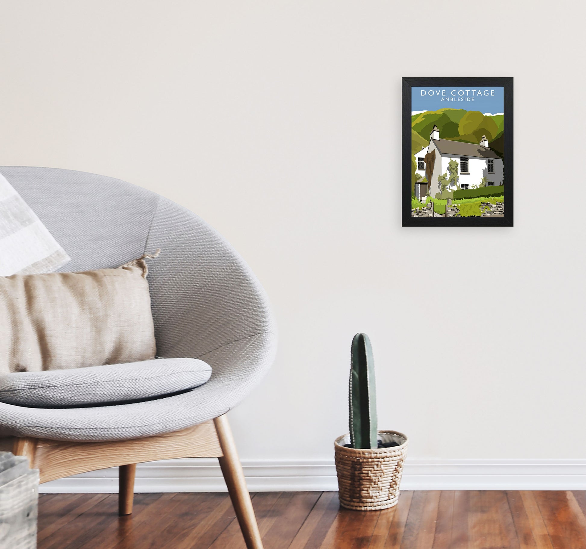 Dove Cottage (Portrait) by Richard O'Neill A4 White Frame