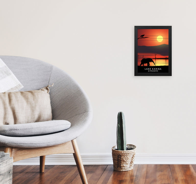 Lake Kariba (Portrait) by Richard O'Neill A4 White Frame