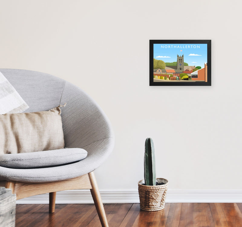 Northallerton (Landscape) by Richard O'Neill Yorkshire Art Print, Travel Poster A4 White Frame