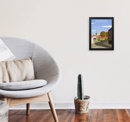 Pickering (Portrait) by Richard O'Neill Yorkshire Art Print, Travel Poster A4 White Frame